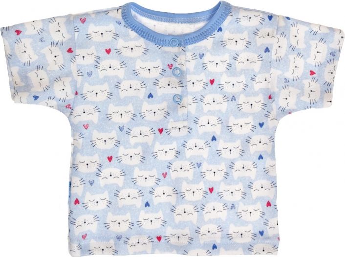 MBaby MBaby Bavlněné Polo tričko s krátkým rukávem Kočičky vel. 68 - modré 68 (4-6m) - obrázek 1