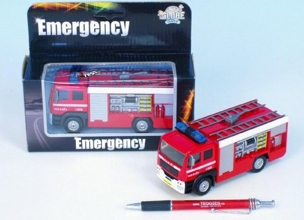 Auto hasiči kov 14cm na baterie se zvukem se světlem v krabičce - obrázek 1