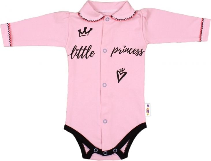 Baby Nellys Baby Nellys Body dlouhý rukáv s límečkem, růžové Little Princess 56 (1-2m) - obrázek 1