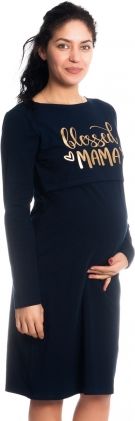 Be MaaMaa Těhotenská, kojící noční košile Blessed Mama - granátová, vel. L/XL, B19 - obrázek 1