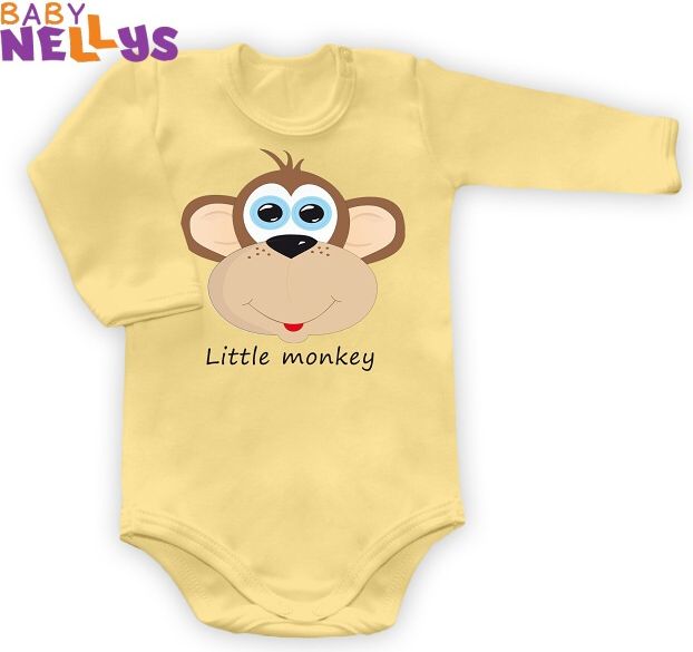 Baby Nellys Body dl. rukáv Little Monkey - krémové žluté 74 (6-9m) - obrázek 1