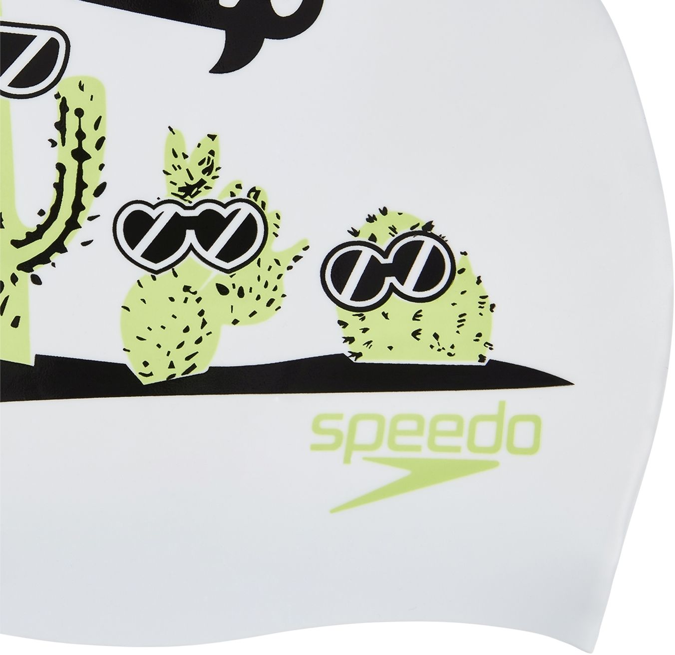 Speedo Junior Slogan Print Swim Cap - white/apple green/black uni - obrázek 2