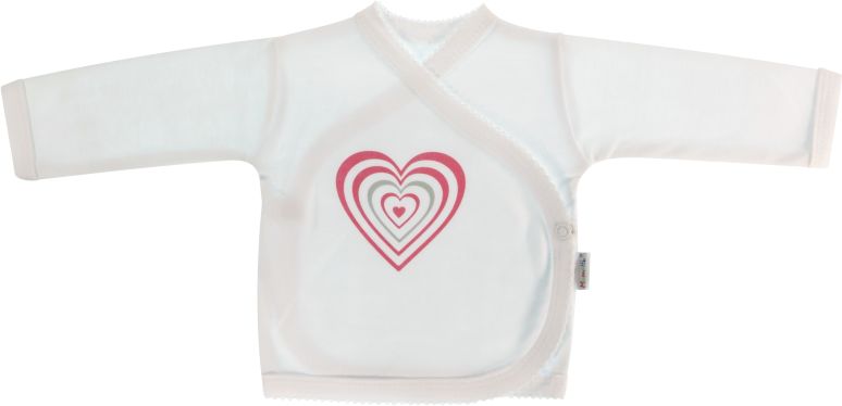 Mamatti Mamatti Novorozenecká košilka Love Girl - zapínání bokem, bílá se srdíčkem 56 (1-2m) - obrázek 1