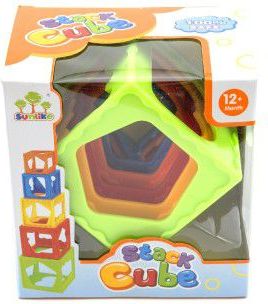 Teddies Kubus pyramida skládanka hranatá plast 5ks v krabičce - obrázek 2