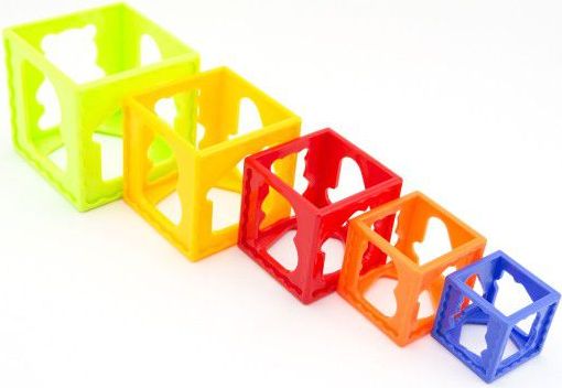Teddies Kubus pyramida skládanka hranatá plast 5ks v krabičce - obrázek 3