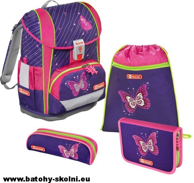 Školní aktovka Hama 4 dílný set Step by Step Light 2 růžový Motýl - Doprava Zdarma - obrázek 2
