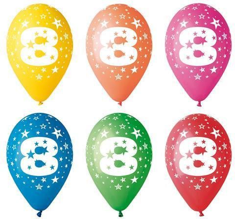 Balónek, s číslem 8, 26 cm, bal. 5 ks - obrázek 1