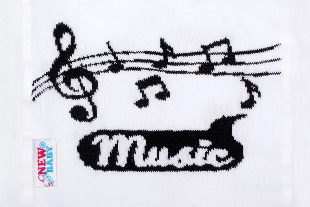 Bavlněné punčocháčky New Baby Music bílé 62 (3-6m) - obrázek 3