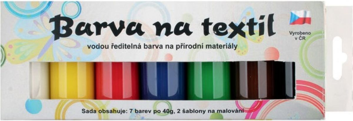 Anděl Barvy na textil v sadě světlé Klasik 7 x 15 g se šablonami - obrázek 1