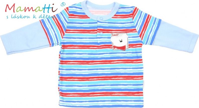 Mamatti Polo tričko dlouhý rukáv Mamatti - ZEBRA  - sv. modré/barevné pružky 98 (2-3r) - obrázek 1