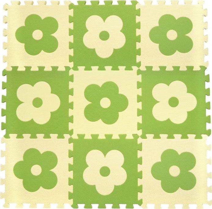 Pěnové BABY puzzle Zelené kytičky B (29,5x29,5) - obrázek 1