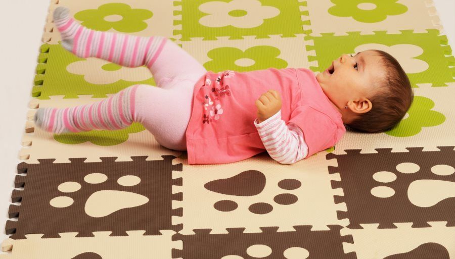 Pěnové BABY puzzle Zelené kytičky B (29,5x29,5) - obrázek 2
