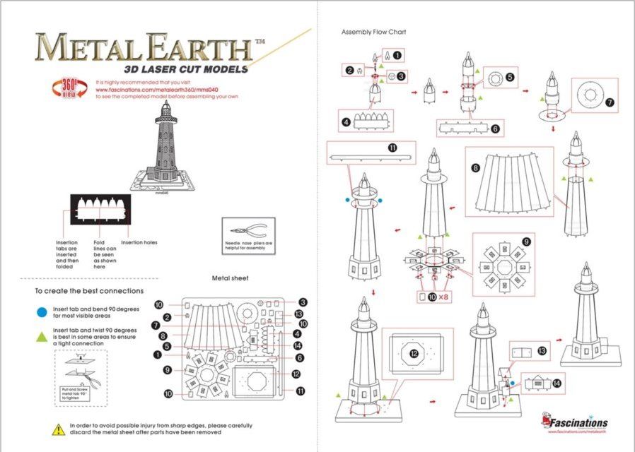 3D kovové puzzle METAL EARTH Maják - obrázek 2