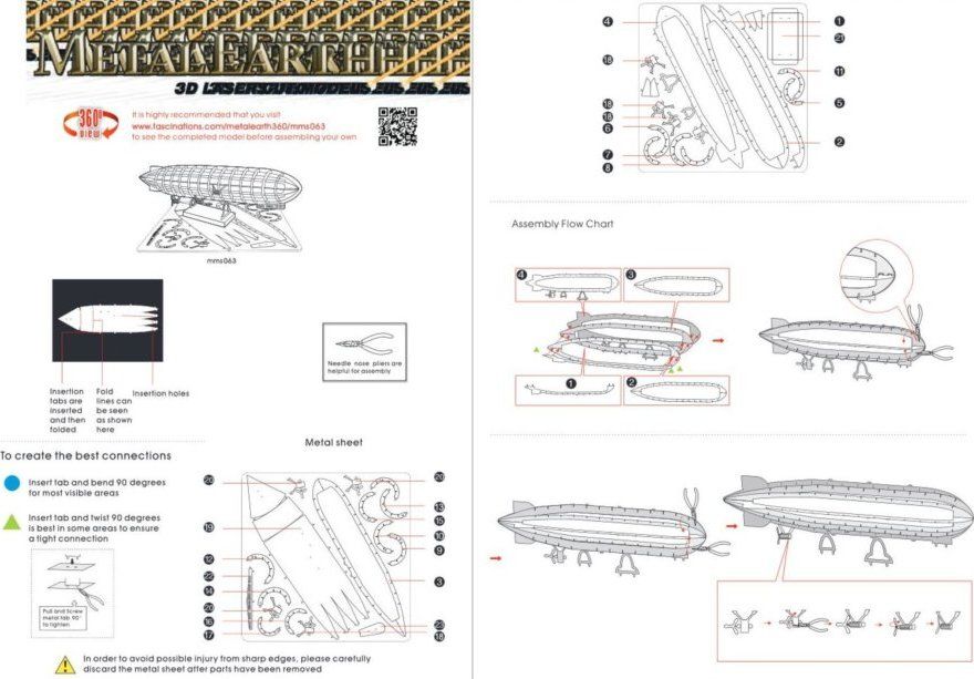 3D kovové puzzle METAL EARTH Vzducholoď Graf Zeppelin - obrázek 7