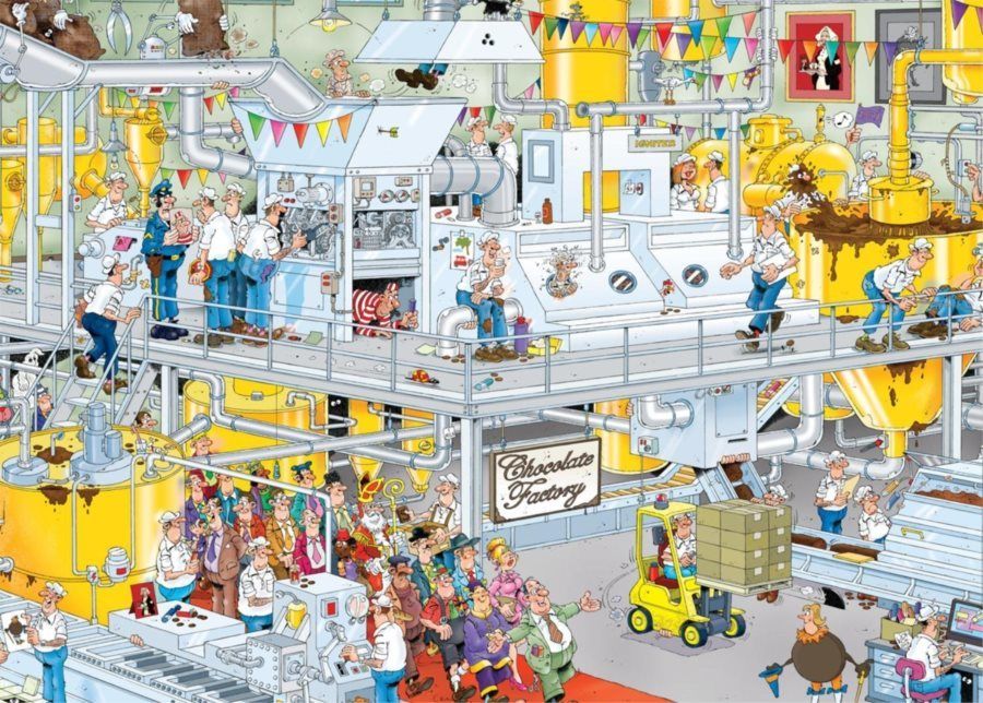 JUMBO Puzzle Továrna na čokoládu 1000 dílků - obrázek 1