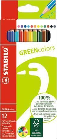 Barevné pastelky "GreenColours", 12ks, šestihranné, STABILO, set 12 ks - obrázek 1