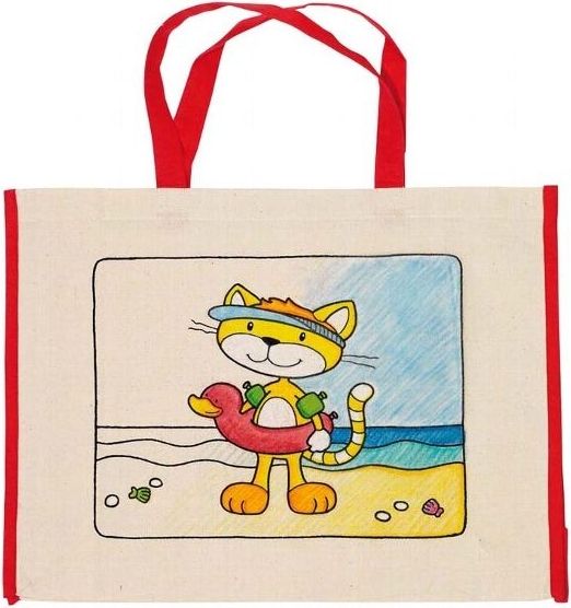 Goki Goki Dětská Eko bavlněná taška k vybarvení,  39x31,5cm - Kočka - obrázek 1