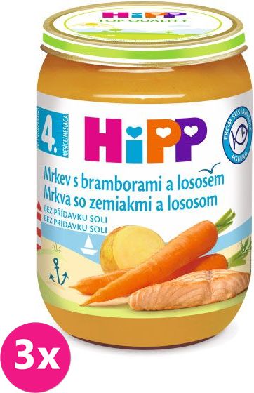 3x HIPP Mrkev s bramborami a lososem (190 g) - obrázek 1