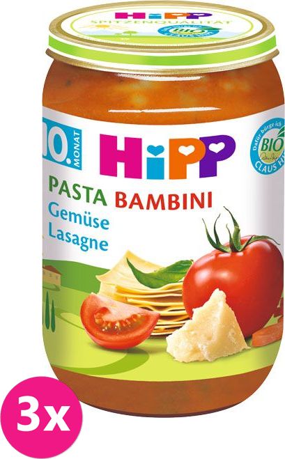 3x HIPP BIO PASTA BAMBINI Zeleninové lasagne, 220 g - zeleninový příkrm - obrázek 1