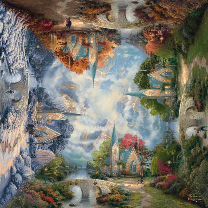 SCHMIDT Čtvercové puzzle Kostel v horách 1000 dílků - obrázek 1