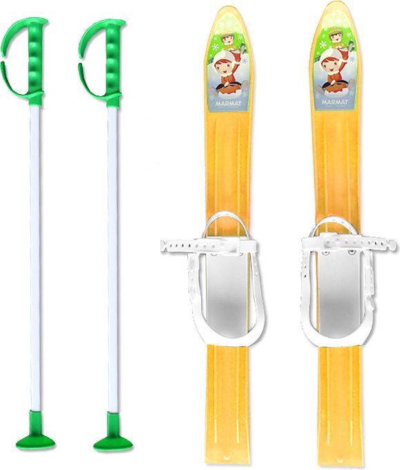 Baby Ski 60 cm - dětské plastové lyže - žluté - obrázek 1