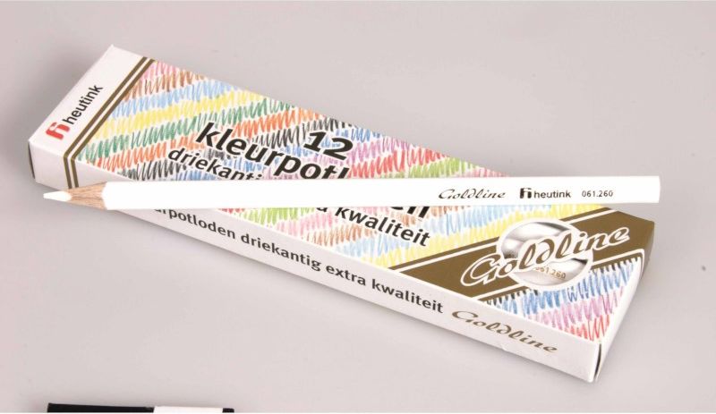 Pastelky trojhranné Goldline 3,7 mm, 12 ks, bílé