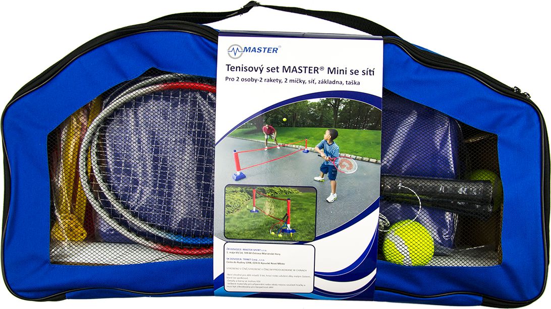 Tenisový set MASTER - 2 ks raketa síť a míčky - obrázek 4