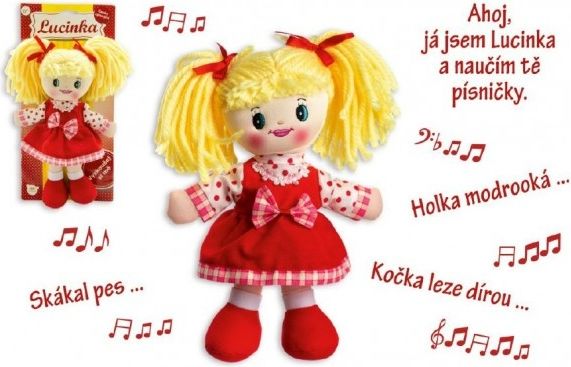 Teddies Panenka Lucinka hadrová plyš 30 cm česky zpívající na kartě - obrázek 1