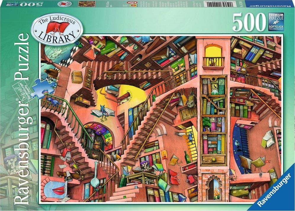 RAVENSBURGER Puzzle Absurdní knihovna 500 dílků - obrázek 2