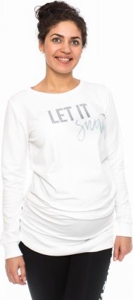 Be MaaMaa Těhotenské triko, mikina Let it Snow - bílé - obrázek 1