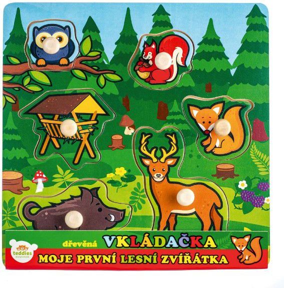 Teddies vkládačka dřevěná Moje první lesní zvířátka 6 ks - obrázek 3