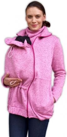JOŽÁNEK Nosící fleecová mikina - pro nošení dítěte ve předu - růžový melír - obrázek 1