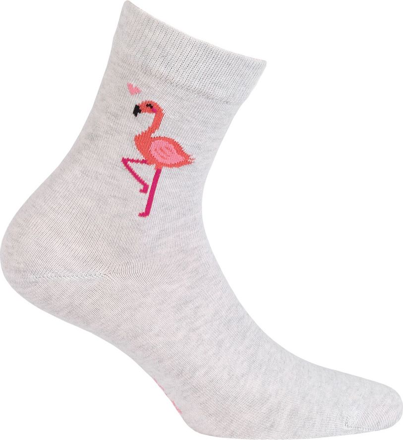 Dívčí ponožky s obrázkem WOLA PLAMEŇÁK šedé Velikost: 36-38 - obrázek 1