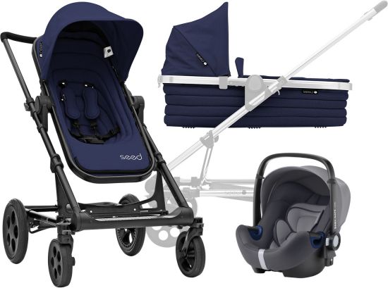 Seed SET Kočárek Papilio Black, Black/Dark Navy - obrázek 1