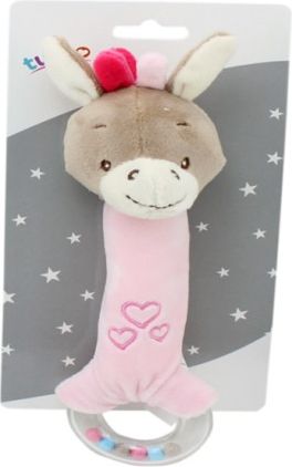 Plyšová hračka Tulilo s pískátkem a chrastítkem Oslík, 21 cm - růžový - obrázek 1