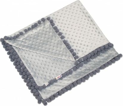Luxusní dečka Minky s bambulkami 100x75cm - sv. šedá/šedé bambulky - obrázek 1