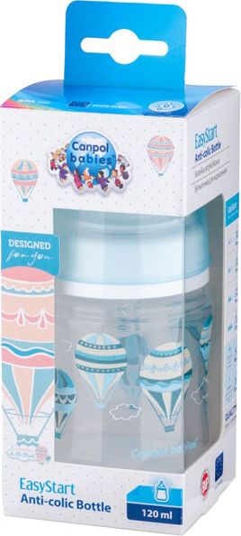 CANPOL BABIES Láhev se širokým hrdlem V oblacích 120 ml modrá - obrázek 2