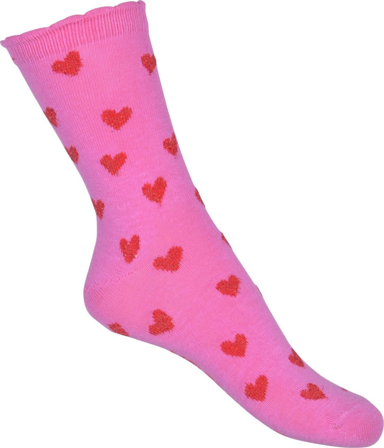 Melton Sock - Glitter Hearts w/Lurex - dusty pink 35-39 - obrázek 1