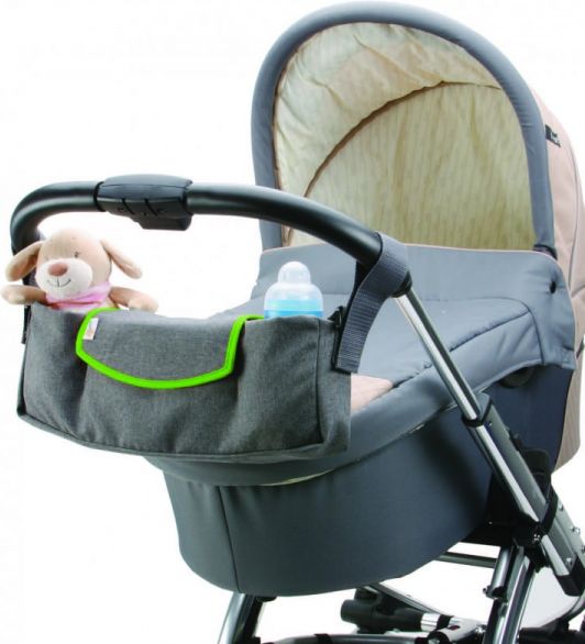 Diago Organizér na kočárek DELUXE zelená/ šedá - obrázek 1