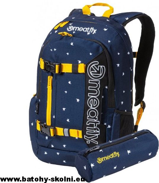 Studentský batoh Meatfly Basejumper 5 Birds Navy Black - Doprava Zdarma - obrázek 2