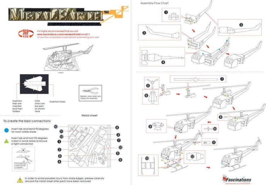 METAL EARTH 3D puzzle Vrtulník Bell UH-1 Huey - obrázek 3