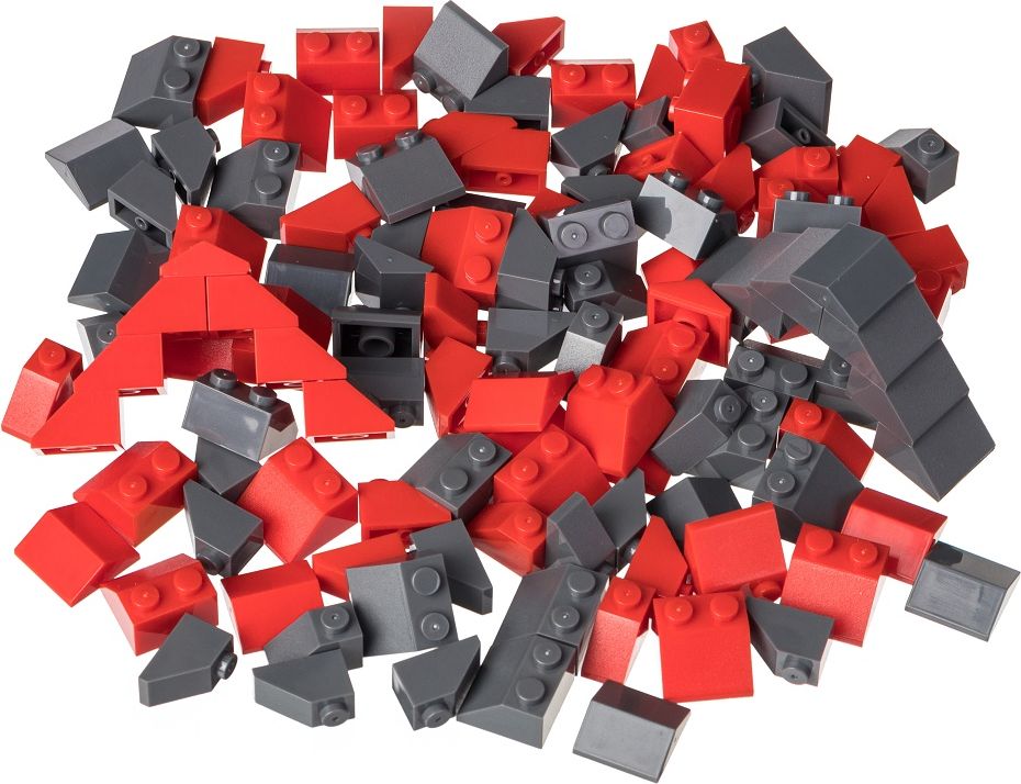 LW Toys Kreativní set střešní prvky červená & tmavě šedá 120 ks - obrázek 1