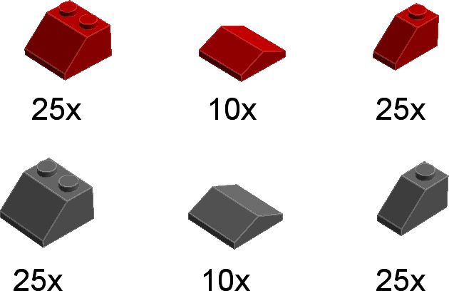 LW Toys Kreativní set střešní prvky červená & tmavě šedá 120 ks - obrázek 2