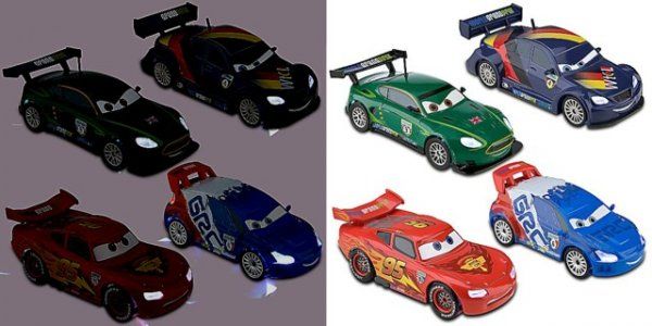 CARS 2 (Auta 2) - 4pack We Light-Up - Lightning McQueen + Nigel + Max + Raoul - obrázek 1