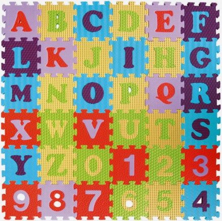 Teddies Pěnové puzzle abeceda a čísla mix barev 36ks 15x15x1cm - obrázek 1