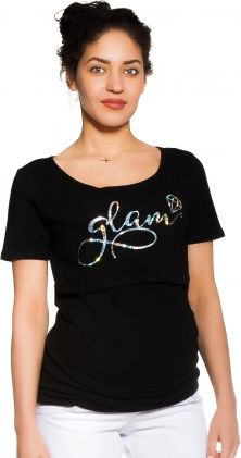 Be MaaMaa Těhotenské/kojicí triko Glam - černé, vel. XL - obrázek 1