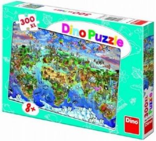 Puzzle Mapa světa ilustrovaná 300XL dílků 47x33cm v krabici 33x23x3,5 - obrázek 1