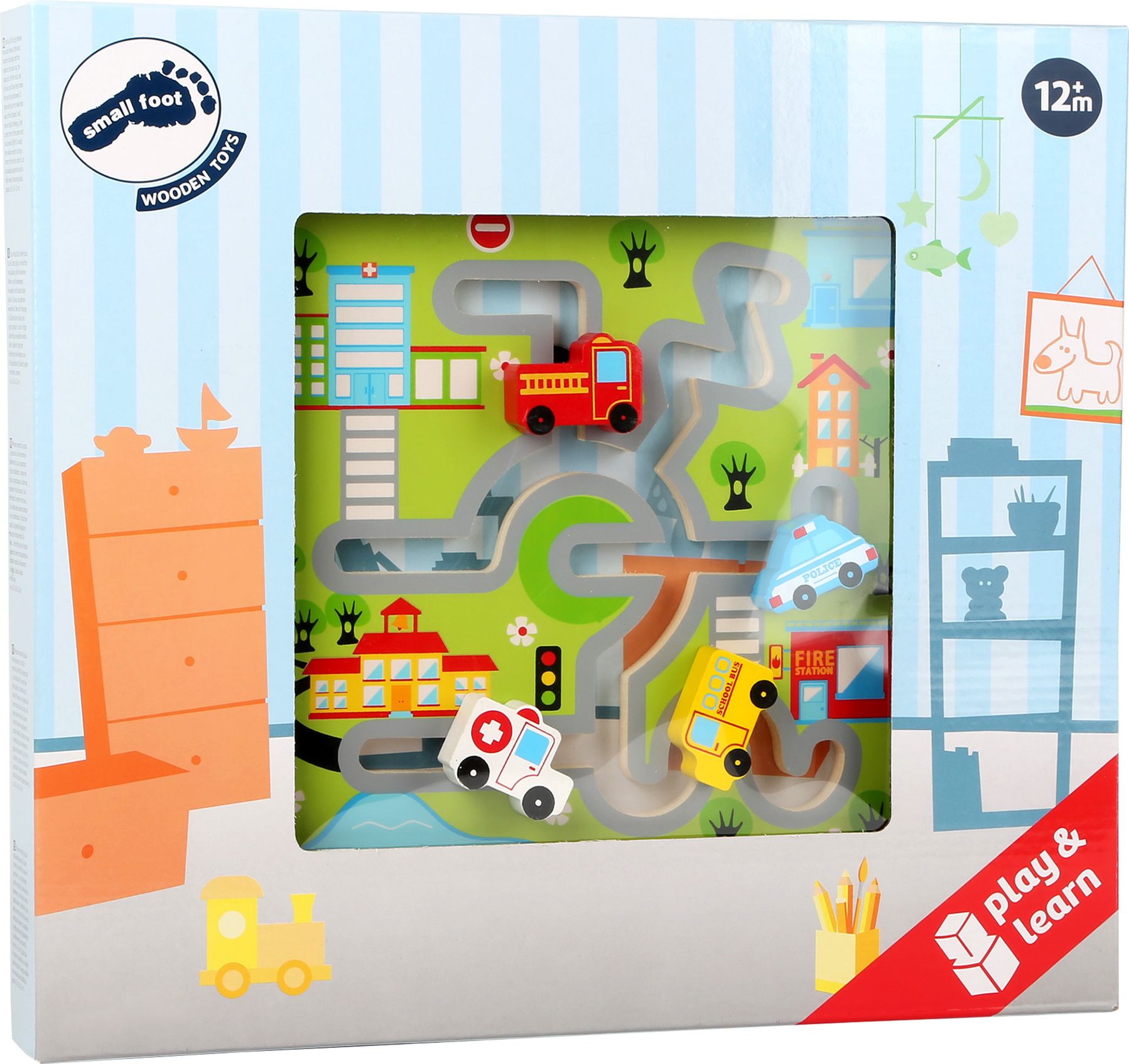 Small Foot Dřevěné posuvné puzzle Město - obrázek 2