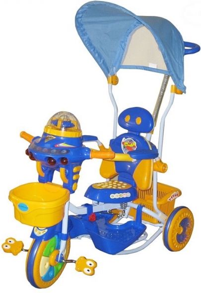 EURO BABY Dětská multifunkční tříkolka Euro Baby Ufo - modro/žlutá - obrázek 1