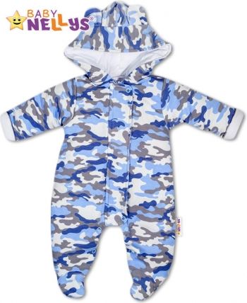 Kombinézka s kapuci a oušky ARMY Baby Nellys ® maskač blue - obrázek 1
